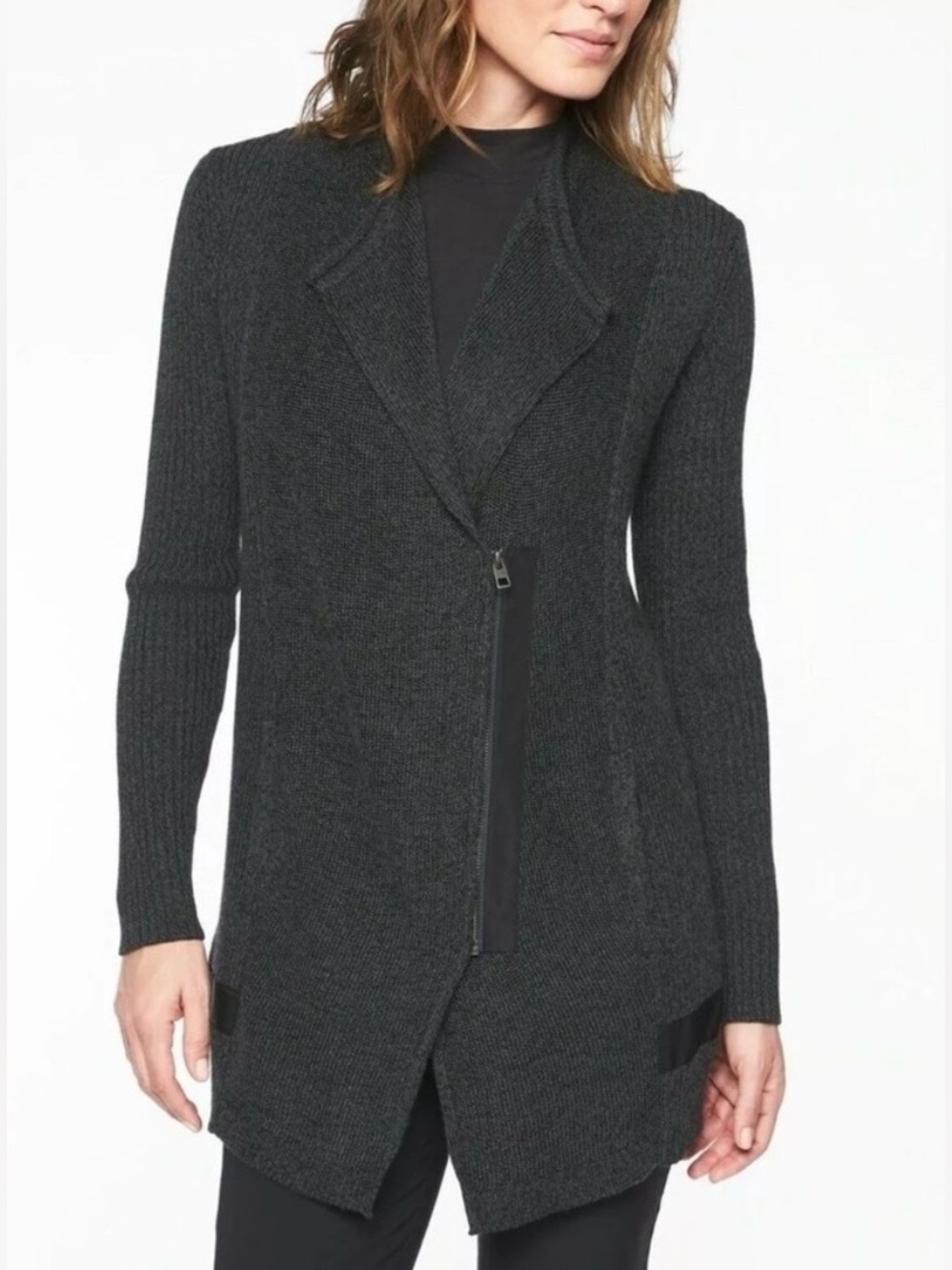 Athleta Sentinel Sweater Wrap Charcoal In Marl Size Small NWOT